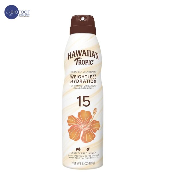 Hawaiian Tropic Sunscreen Clear Spray Weighless Hydration SPF 15 170G