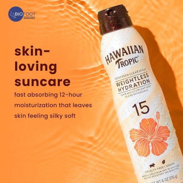 Hawaiian Tropic Sunscreen Clear Spray Weighless Hydration SPF 15 170G - Image 3