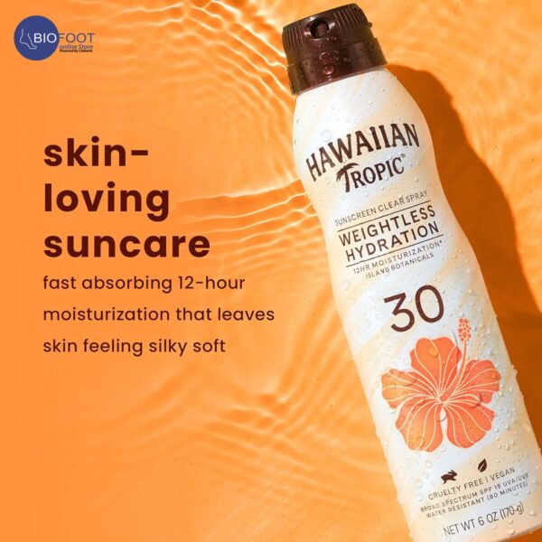 Hawaiian Tropic Sunscreen Clear Spray Weighless Hydration SPF 30 170G - Image 3