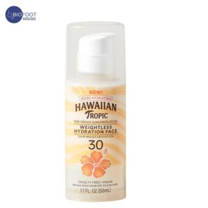 Hawaiian Tropic Oil Free Sunscreen Lotion Wieghtless Hydration for Face, SPF 30 50ML