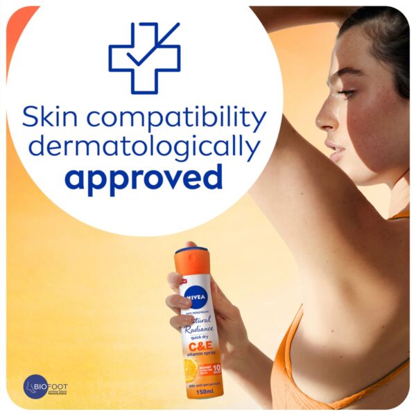 Nivea Deodorant Spray Vitamin C&E Natural Radiance Quick Dry 150ml - Image 3