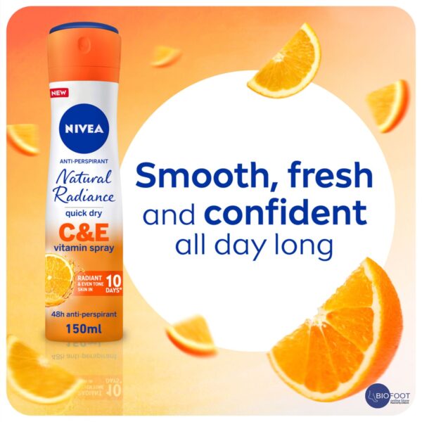 Nivea Deodorant Spray Vitamin C&E Natural Radiance Quick Dry 150ml - Image 2