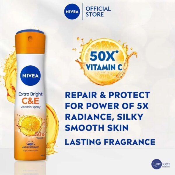 Nivea Deodorant Spray Vitamin C&E Natural Radiance Quick Dry 150ml - Image 4