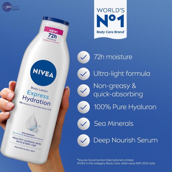 NIVEA Body Lotion Normal & Dry Skin, Express Hydration Sea Minerals, 250ml - Image 5