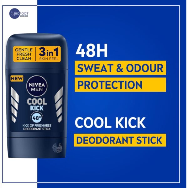 NIVEA Men Cool Kick 48H Deodorant Stick 50ml - Image 2