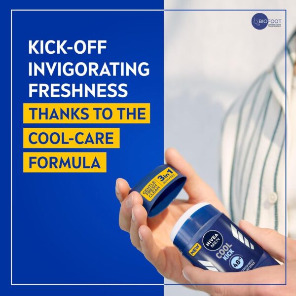 NIVEA Men Cool Kick 48H Deodorant Stick 50ml - Image 3