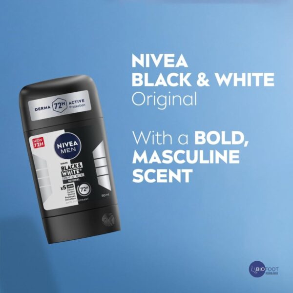 NIVEA Men Black White Invisible Original 48H Deodorant Stick 50ml - Image 2