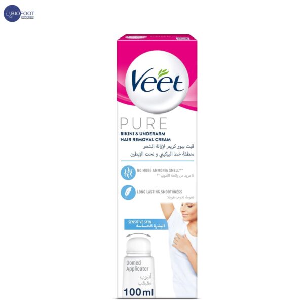 Veet Pure Bikini & Underarm Hair Removal Cream With Domed Applicator - 100ml