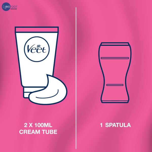 Veet Pure Bikini & Underarm Hair Removal Cream With Domed Applicator - 100ml - Image 2