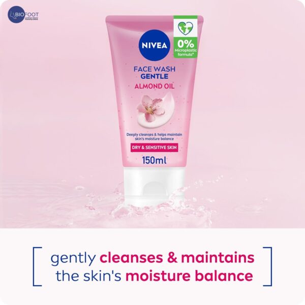 NIVEA Face Wash Cleanser, Gentle Cleansing, Dry Skin, 150ml - Image 4