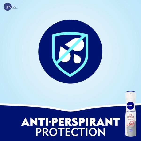 NIVEA Antiperspirant Spray for Women, Dry Comfort Skin Friendly, 150ml - Image 2
