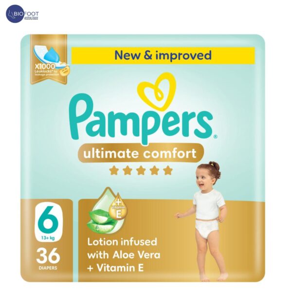 Pampers Ultimate Comfort with Aloe Vera Lotion + Vitamin E Size 6, 13+ kg, 36 Diapers