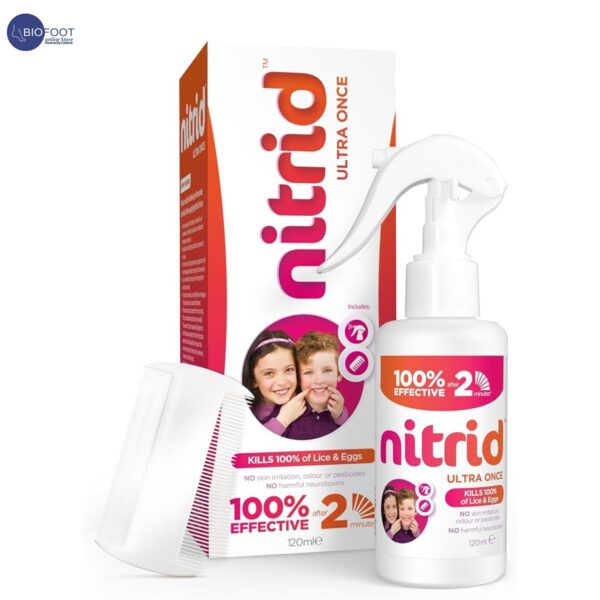 Nitrid All-In-One Head Lice Treatment Spray & Comb, 100% Effective, Kills Nits & Eggs, Includes Spray 120ml & Nit Comb - Image 2