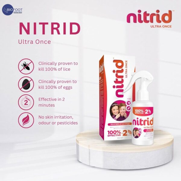 Nitrid All-In-One Head Lice Treatment Spray & Comb, 100% Effective, Kills Nits & Eggs, Includes Spray 120ml & Nit Comb - Image 4