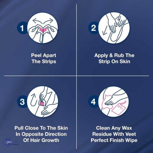Veet Professional Wax strips Legs and Body for Sensitive skin with Almond up to 28 days of Smoothness 20 wax strips - Image 3