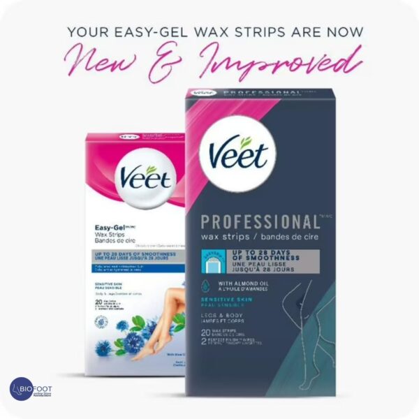 Veet Professional Wax strips Legs and Body for Sensitive skin with Almond up to 28 days of Smoothness 20 wax strips - Image 2