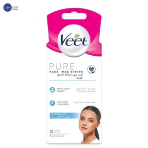 Veet Pure Face Wax Strips for Sensitive Skin – 20 Wax Strips