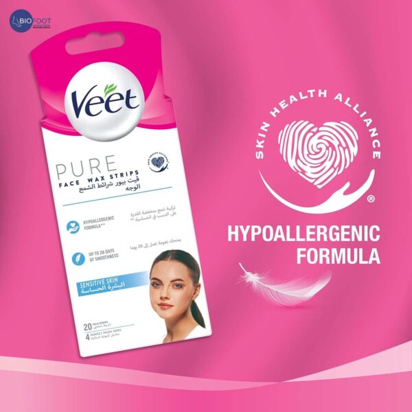 Veet Pure Face Wax Strips for Sensitive Skin – 20 Wax Strips - Image 4