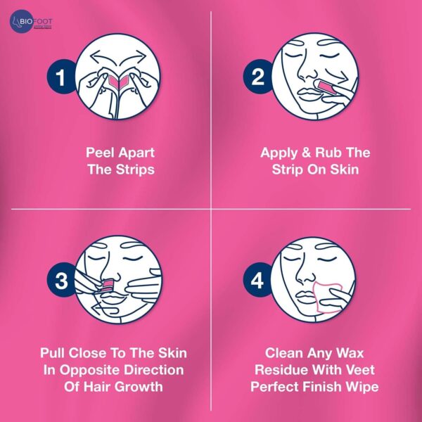 Veet Pure Face Wax Strips for Sensitive Skin – 20 Wax Strips - Image 2
