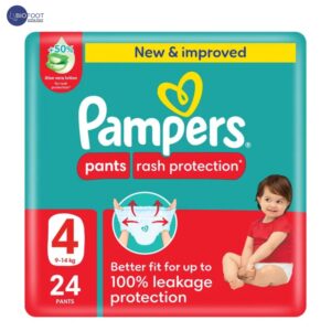 Pampers Pants Rash Protection with Aloe Vera Lotion Size 4, 9-14 kg 24 Pants