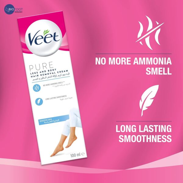 Veet Pure Legs and Body Hair Removal Cream for Sensitive Skin  100ml - Image 4