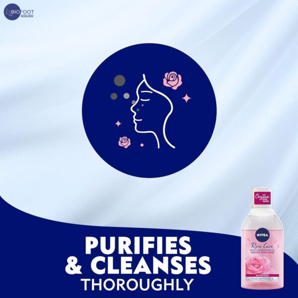 NIVEA Face Micellar Water, Makeup Remover, Rose Care with Organic Rose, All Skin Types, 400ml - Image 5