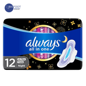 Always All In One Ultra Thin, Night Sanitary Pads With Wings, 12