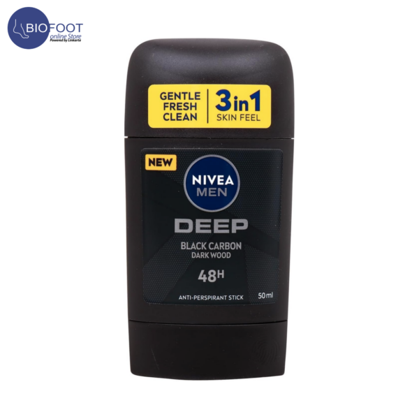 NIVEA Men Deep Black Carbon Dark Wood 48H Deodorant Stick 50ml