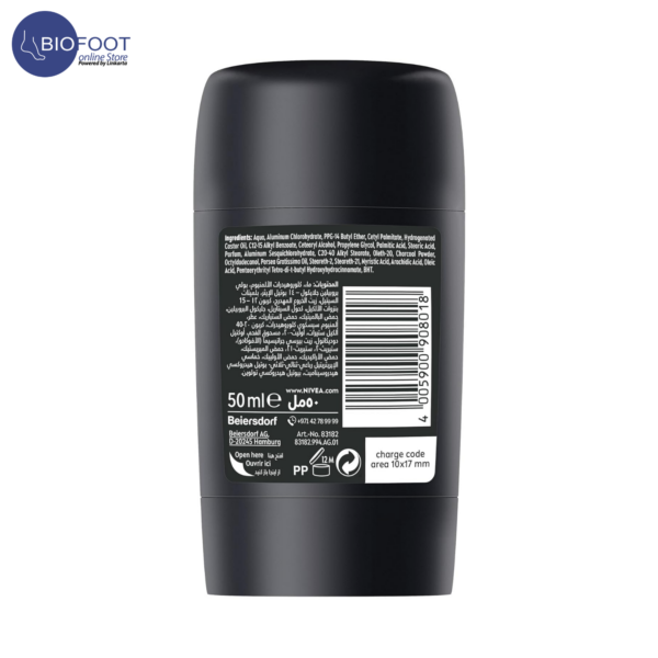 NIVEA Men Deep Black Carbon Dark Wood 48H Deodorant Stick 50ml - Image 2