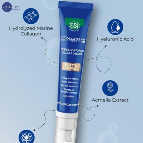 ESI Biocollagenix Eye Lip Cream Lifting, 15 ml with Damascus Rose, Collagen & Hyaluronic Acid - Reduces Wrinkles, Firms & Smooths Skin, Hydrates, Fast Absorption, Filler Effect, Improves Skin Tone - Image 5