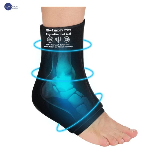 Q-Tech Cryo-Thermal Sleeves Solid Silicone Gel, Hot and Cold Pack for Ankle Rehabilitation