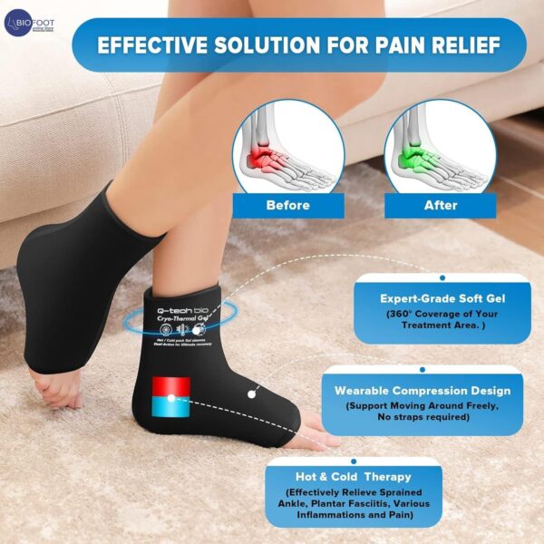 Q-Tech Cryo-Thermal Sleeves Solid Silicone Gel, Hot and Cold Pack for Ankle Rehabilitation - Image 3