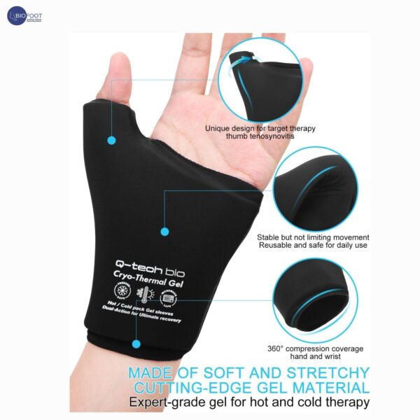 Q-Tech Cryo-Thermal Sleeves Solid Silicone Gel, Hot and Cold Pack for Hand Rehabilitation - Image 2