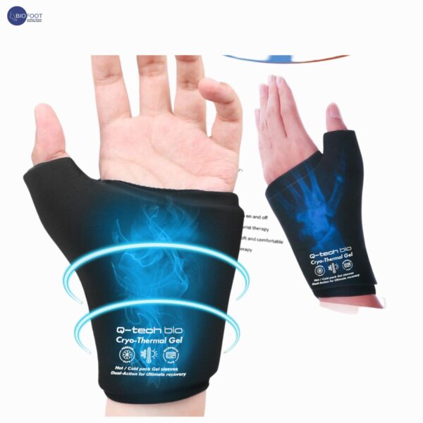 Q-Tech Cryo-Thermal Sleeves Solid Silicone Gel, Hot and Cold Pack for Hand Rehabilitation