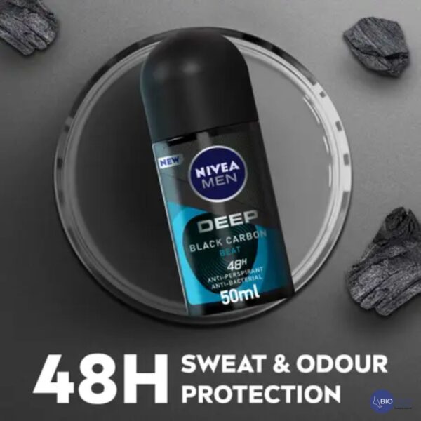Nivea Deodorant Deep Black Carbon Beat 48H Roll On 50ml - Image 2