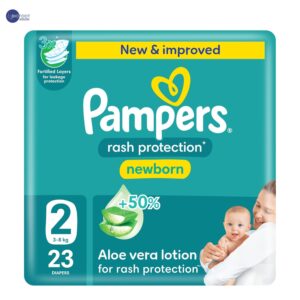Pampers New Born Taped - Rash Protection, Size 2,  3-8 kg, Carry Pack, 23 Count