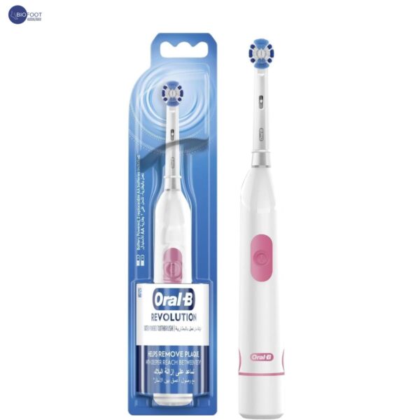 Oral-B  Revolution DB 400.010 Battery Powered Toothbrush 2 Minutes Timer, Remove Plaque with Deeper Reach between teeth, Soft Rubberized Ergonomic Handle 2D Cleaning - White - Image 2