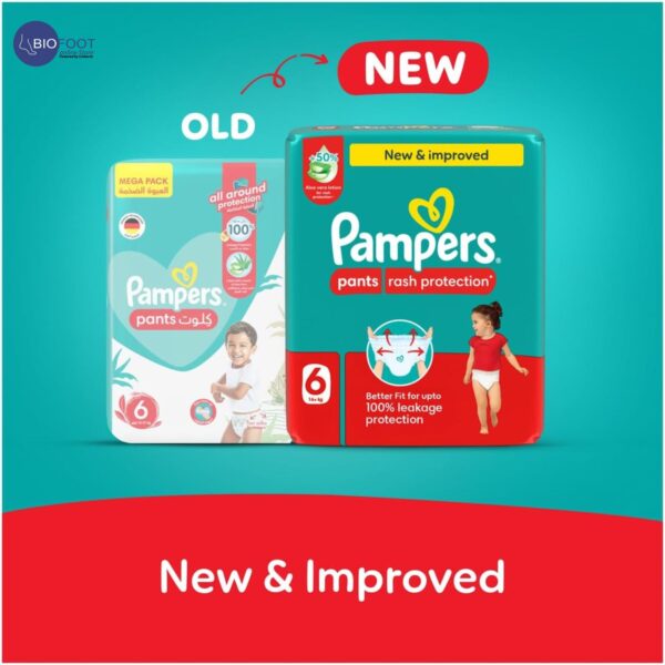 Pampers Rash Protection Pants Diapers, Size 6, 16+kg, +50% Aloe Vera Lotion, 360° Leak-Free Fit for up to 100% Leakage Protection, Value Pack, 19 Count - Image 2