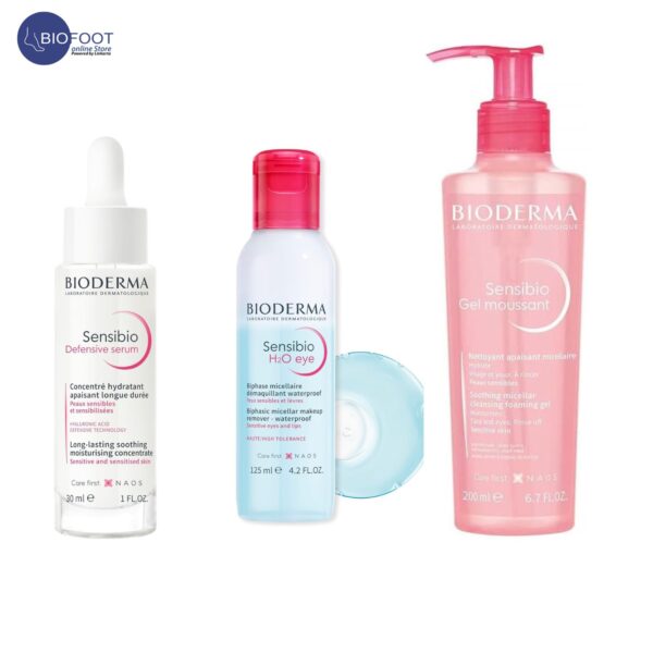 Bioderma Sensibio Gel Moussant 200ml, Defensive Serum 30 and H20 125ml Sensitive Skin Kit - Image 2