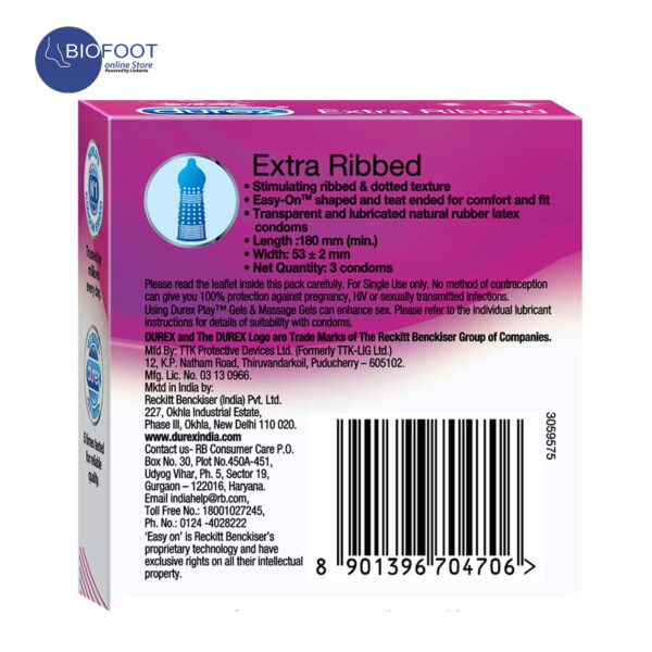 Durex Condoms Extra Ribbed 3's - Image 2