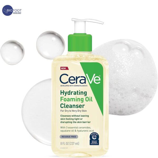 CeraVe Hydrating Foaming Oil Face Cleanser For Dry To Very Dry Skin 237ml - Image 2