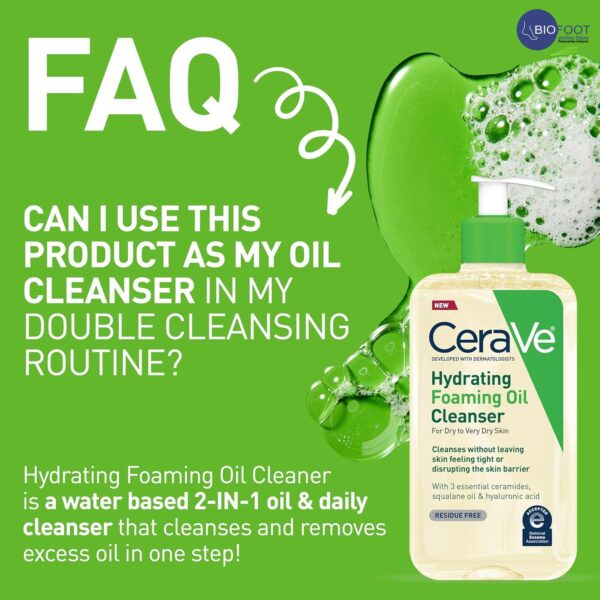 CeraVe Hydrating Foaming Oil Face Cleanser For Dry To Very Dry Skin 237ml - Image 4