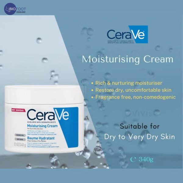 CeraVe Moisturizing Cream | 48H Body and Face Moisturizer for Dry to Very Dry Skin with Hyaluronic Acid and Ceramides, Fragrance Free 340g - Image 3