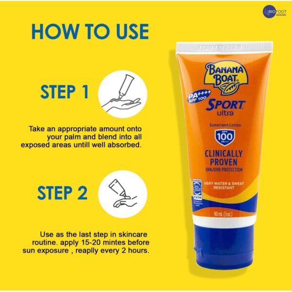 Banana Boat Sport Ultra SPF100 Sunscreen Lotion 90ml - Image 4