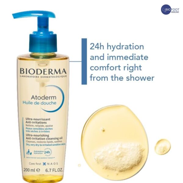 Bioderma Atoderm Huile De Douche Anti-Irritation Cleansing Oil Sensitive Dry To Atopic Skin, 200 ml - Image 4