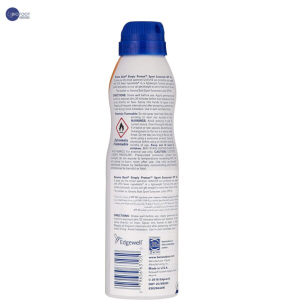 Banana Boat Sport Sensitive Sunscreen Spray SPF50+ 170g - Image 2