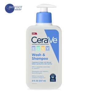 Cerave baby wash & shampoo, fragrance, paraben, & sulfate free shampoo for tear-free baby bath time, 237ml