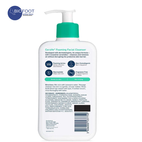 CeraVe Foaming Facial Cleanser, Normal to Oily Skin 355ml - Image 3