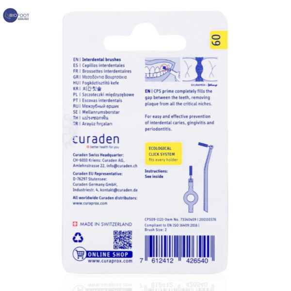 Curaprox CPS Prime 09 Interdental Brush Refills | 8 Ultra-Fine Brushes (0.9mm - 4mm) for Effective Cleaning, Gentle on Gums, Yellow Pack - Image 3