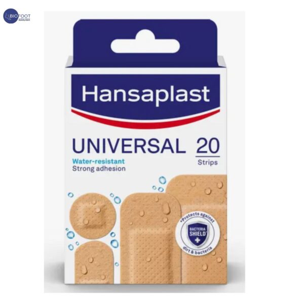 Hansaplast Universal Water-Resistant Plasters, Breathable Material with Strong Adhesion and Water-Resistant Non-stick Wound Care Strips, Suitable for Covering Everyday Wounds, 20 Strips